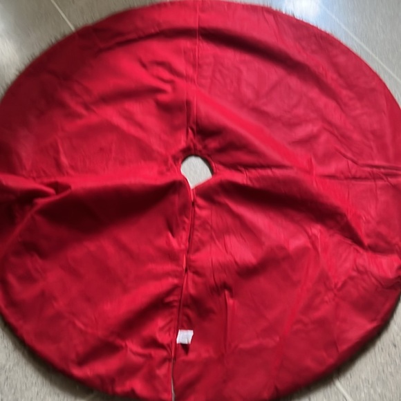 Christmas Tree Skirt Faux Fur Trim Red Black Buffalo Check Plaid Reversible - Picture 5 of 8